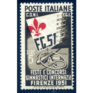 Repubblica. Ginnici 5 lire 1951. Varietà.