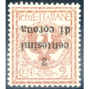 Trento e Trieste. Floreale c. 1. Soprastampa rovesciata 1919. Linguellato.