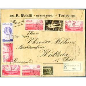 Regno. Orazio 1936. 7 valori + complementare su raccomandata per la Germania.